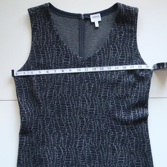 Armani Collezioni  Navy Blue & Grey Textured Stretchy Jacquard Shift Dress Italy - Picture 11 of 16